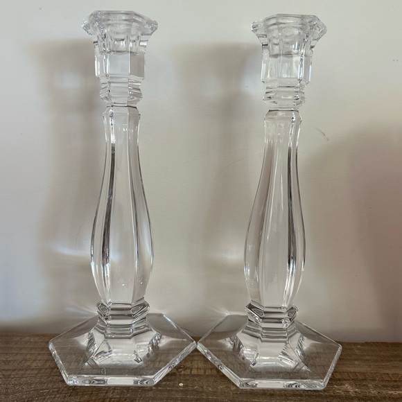 Tiffany & Co. Baccarat Crystal Tall Candlestick Candle Holder Set. 9 1/2” tall - Picture 3 of 4